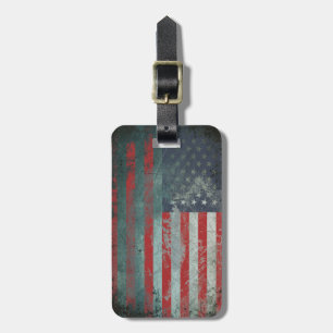 Étiquette À Bagage Drapeau américain 1 en métal grunge