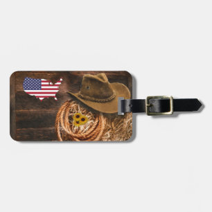 Étiquette À Bagage Drapeau américain Casquette lasso