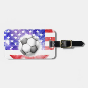 Étiquette À Bagage Drapeau américain de coeur du football