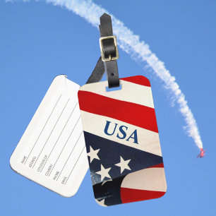 Étiquette À Bagage Drapeau américain étoiles et rayures rouge blanc e