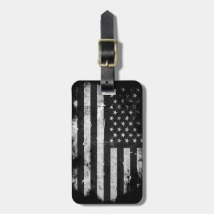 Étiquette À Bagage Drapeau américain grunge noir et blanc