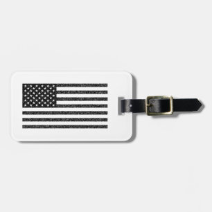 Étiquette À Bagage Drapeau américain noir et blanc Vintage rétro
