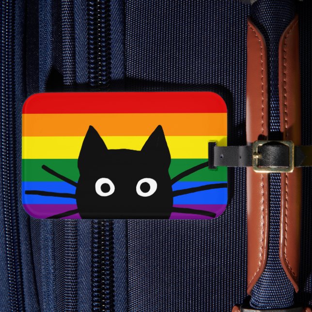 Étiquette À Bagage Drapeau arc-en-ciel de chat noir de Pékin (Insitu Rectoal 4)
