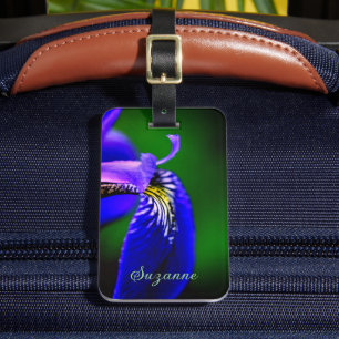 Étiquette À Bagage Drapeau Bleu Iris Fleur Pétale Gros plan Personnal