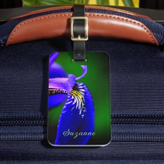 Étiquette À Bagage Drapeau Bleu Iris Fleur Pétale Gros plan Personnal (Insitu Rectoal 2)