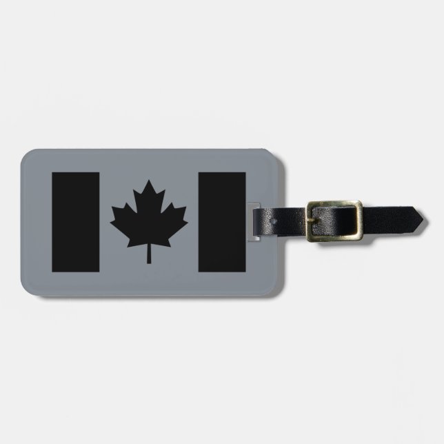 Étiquette À Bagage Drapeau canadien en style noir (Devant horizontal)