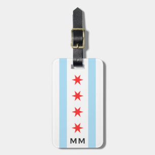 Étiquette À Bagage Drapeau de Chicago et monogramme