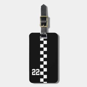 Étiquette À Bagage Drapeau De Course Personnalisé Noir Et Blanc