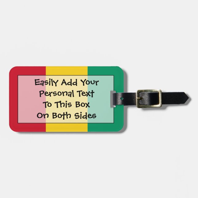 Étiquette À Bagage Drapeau de Guinée Easy ID personnel (Devant horizontal)