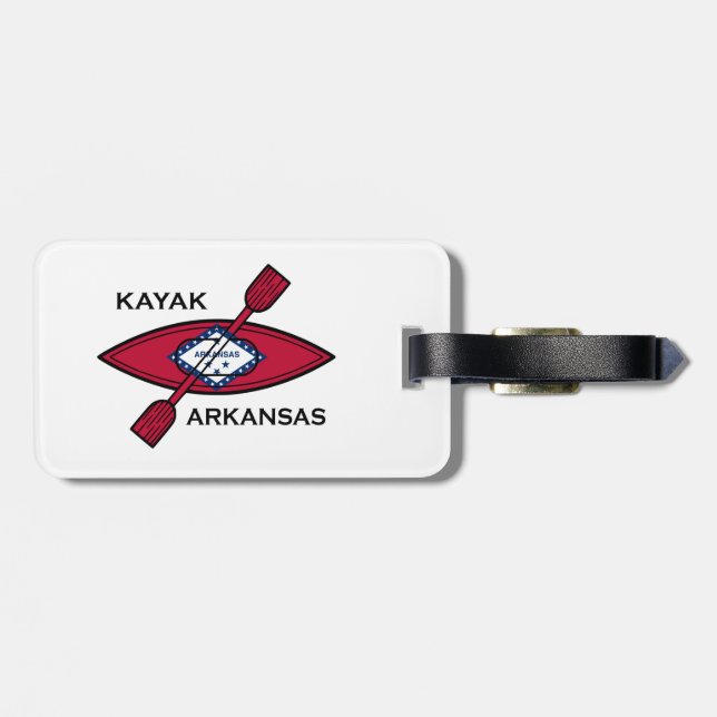 Étiquette À Bagage Drapeau de Kayak Arkansas (Dos horizontal)