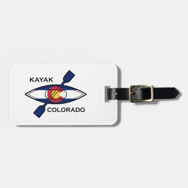 Étiquette À Bagage Drapeau de Kayak Colorado (Devant horizontal)