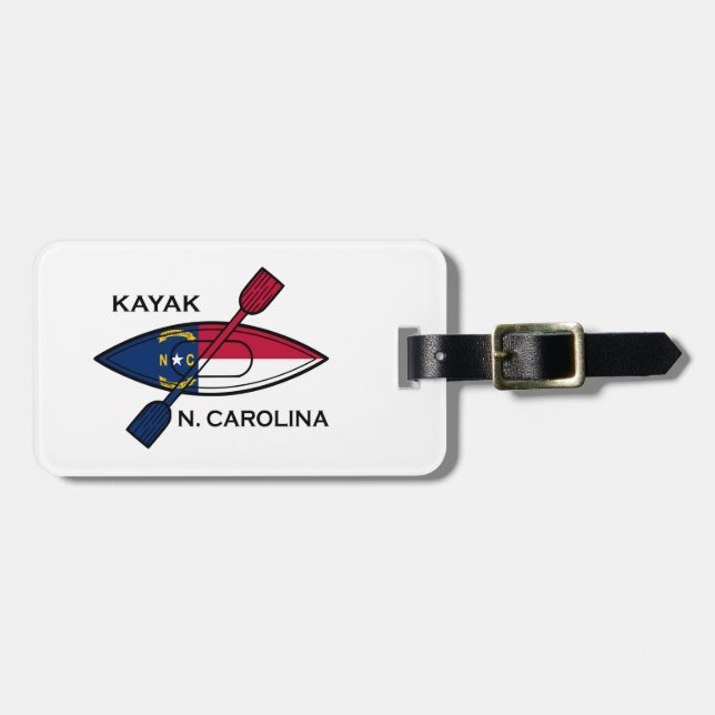 Étiquette À Bagage Drapeau de la Caroline du Nord Kayak (Devant horizontal)