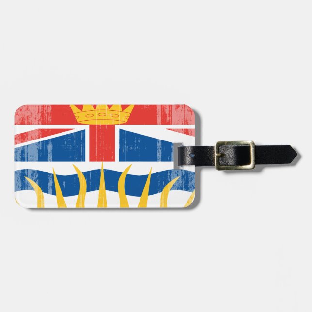 Étiquette À Bagage Drapeau de la COLOMBIE-BRITANNIQUE en détresse.png (Devant horizontal)