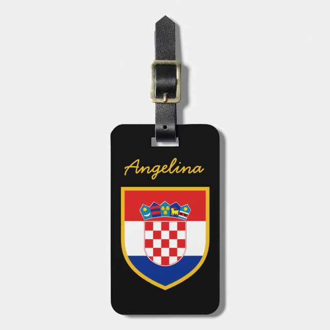 Étiquette À Bagage Drapeau de la Croatie personnalisé (Devant Vertical)