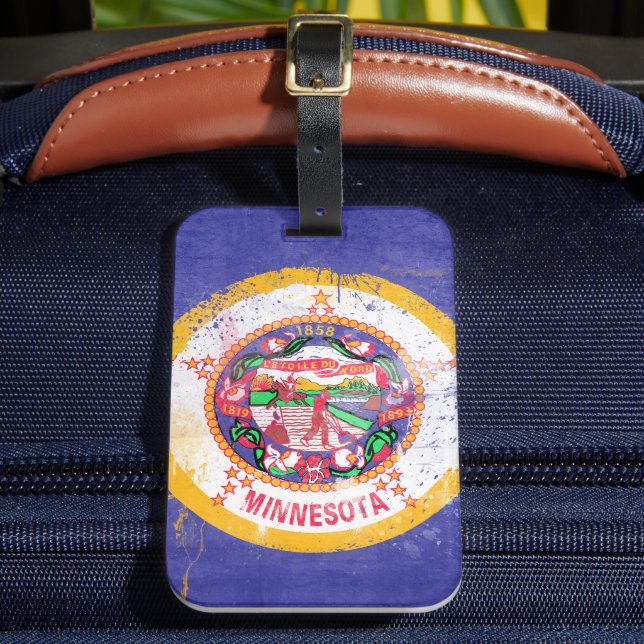 Étiquette À Bagage Drapeau de l'État du Minnesota en détresse (Insitu Rectoal 2)