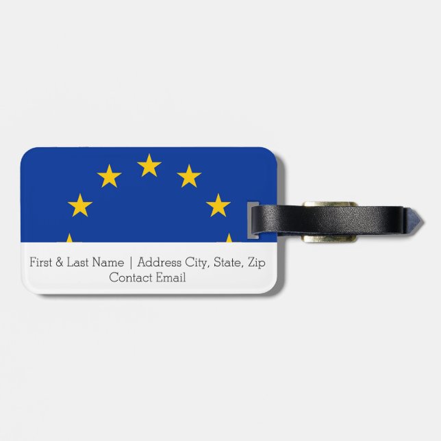 Étiquette À Bagage Drapeau de l'Europe, drapeau européen (Dos horizontal)