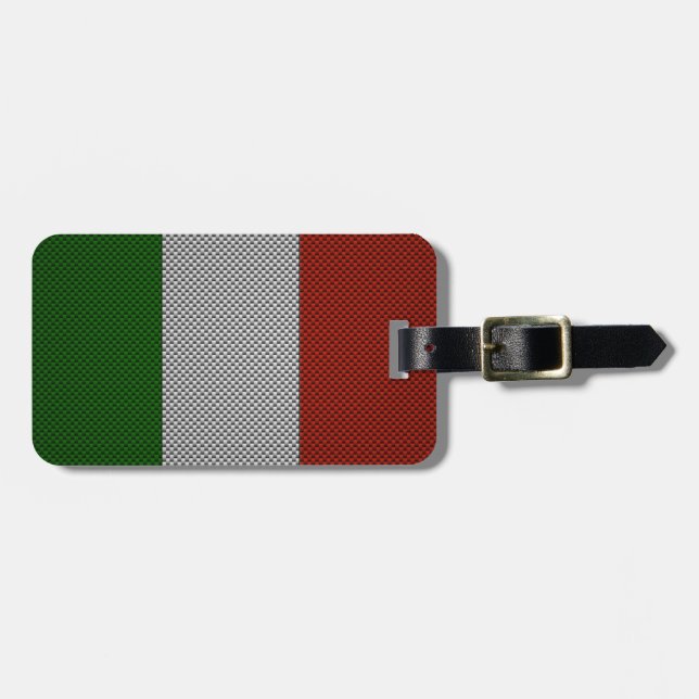 Étiquette À Bagage Drapeau de l'Italie avec l'effet de fibre de (Devant horizontal)