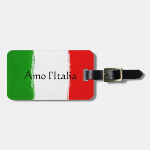 Étiquette À Bagage Drapeau de l'Italie. j'aime l'Italie
