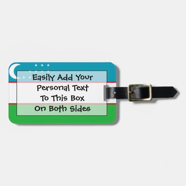 Étiquette À Bagage Drapeau de l'Ouzbékistan Easy ID Personal (Devant horizontal)