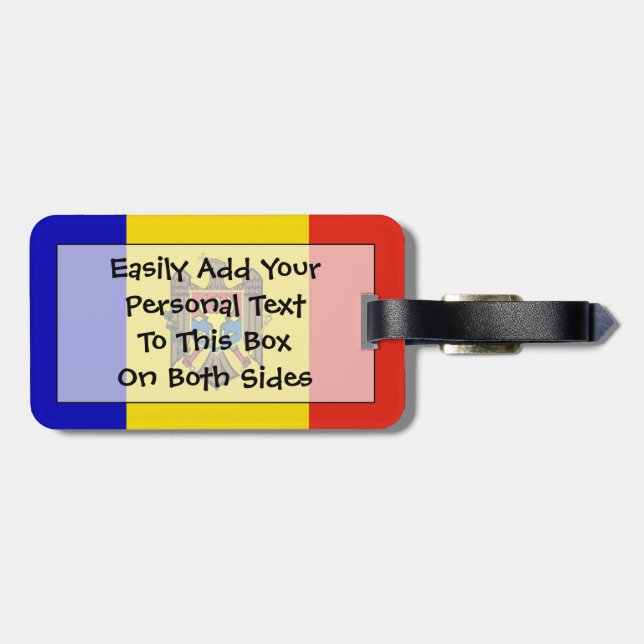 Étiquette À Bagage Drapeau de Moldavie Easy ID Personnel (Dos horizontal)