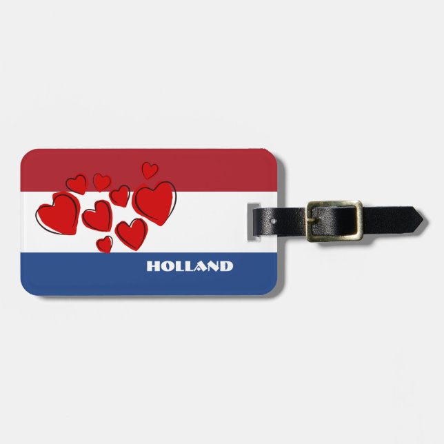 Étiquette À Bagage DRAPEAU DE PAYS-BAS - AMOUR HOLLANDE d'I (Devant horizontal)