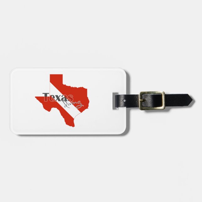 Étiquette À Bagage Drapeau de plongée de silhouette du Texas avec le (Devant horizontal)