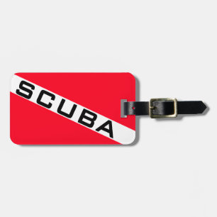 ÉTIQUETTE À BAGAGE DRAPEAU DE SCUBA. DRAPEAU DE LA SCUBA ROUGE