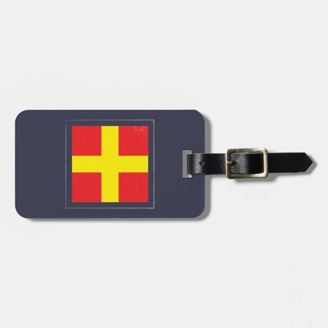 Étiquette À Bagage Drapeau de signal nautique de la lettre "R" (Devant horizontal)