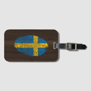 Étiquette À Bagage Drapeau d'empreinte digitale de contact de Suédois