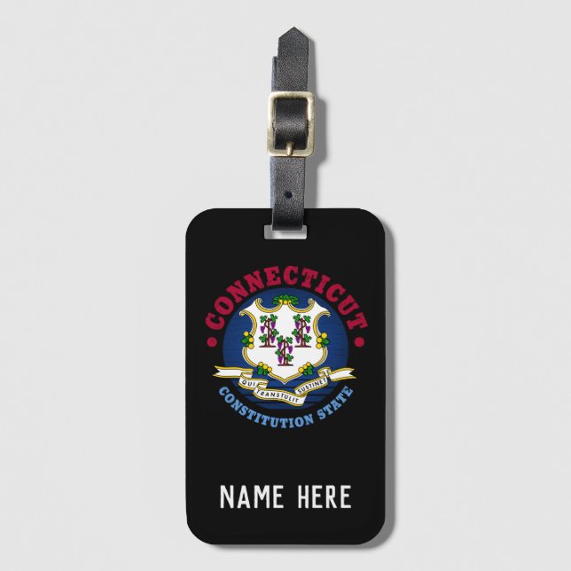 ÉTIQUETTE À BAGAGE DRAPEAU D'ÉTAT CONSTITUTION CONNECTICUT (Devant Vertical)