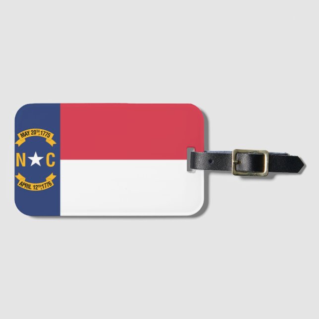 Étiquette À Bagage Drapeau d'État de Caroline du Nord, États-Unis (Devant Horizontal)