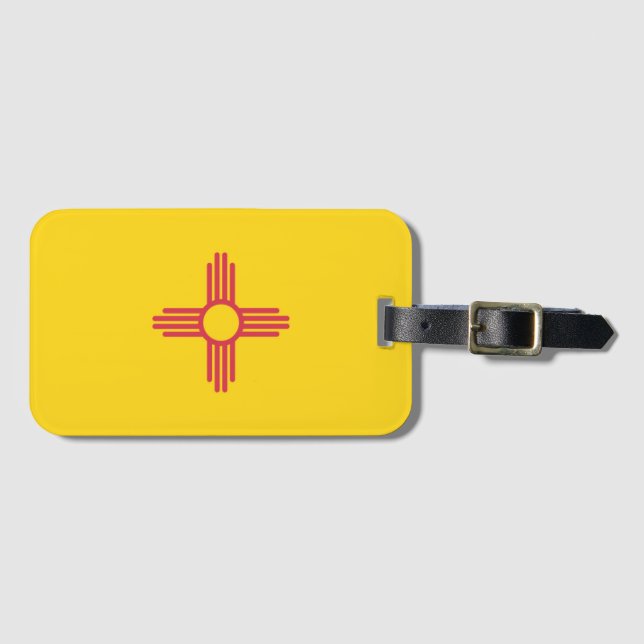 Étiquette À Bagage Drapeau d'État du Nouveau-Mexique, États-Unis (Devant Horizontal)