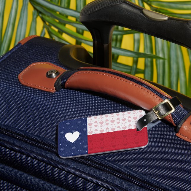 Étiquette À Bagage Drapeau d'état du Texas à motifs cardiaques (Insitu Rectoal 3)