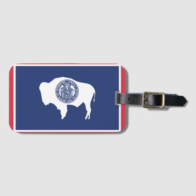 Étiquette À Bagage Drapeau d'État du Wyoming, États-Unis (Devant Horizontal)