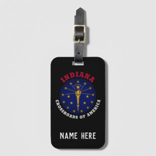 ÉTIQUETTE À BAGAGE DRAPEAU D'ÉTAT INDIANA CROSSROADS