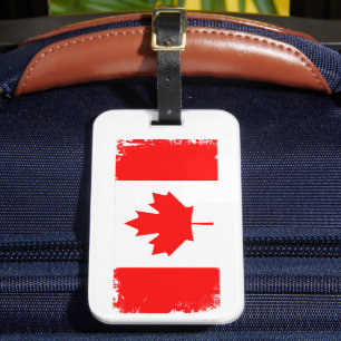 Étiquette À Bagage Drapeau du Canada en détresse