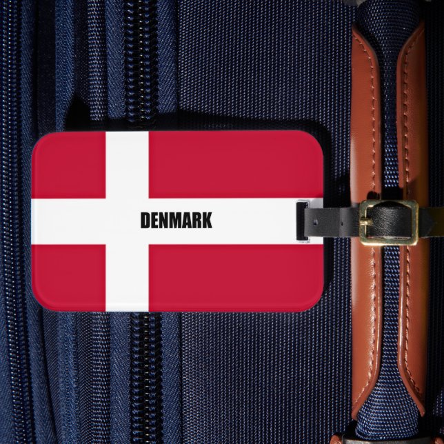Étiquette À Bagage Drapeau du Danemark (rouge et blanc) (Insitu Rectoal 4)
