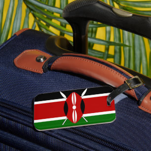 Étiquette À Bagage Drapeau du Kenya : avec cadre de drapeau miniature