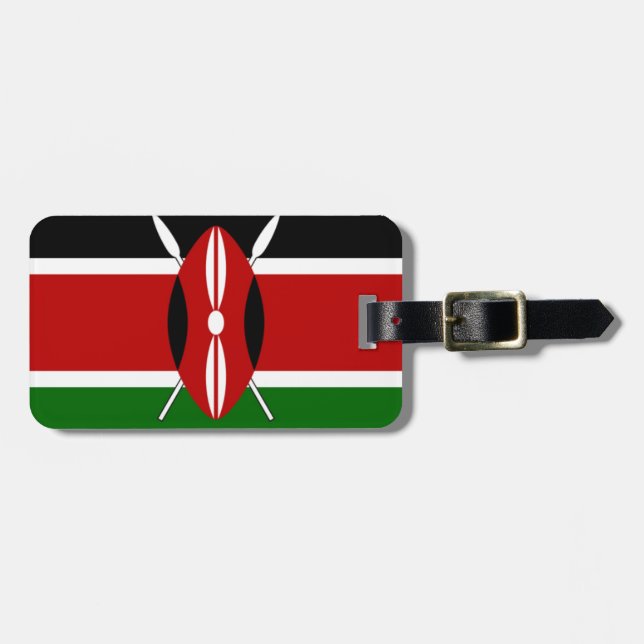 Étiquette À Bagage Drapeau du Kenya : avec cadre de drapeau miniature (Devant horizontal)