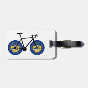 Étiquette À Bagage Drapeau du Nebraska à vélo