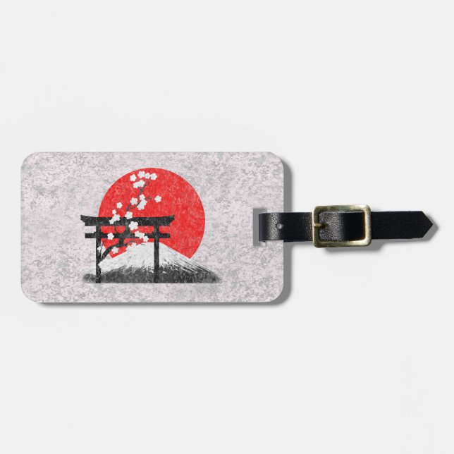 Étiquette À Bagage Drapeau et symboles du Japon ID153 (Devant horizontal)