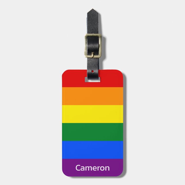 Étiquette À Bagage Drapeau gay pride personnalisé (Devant Vertical)