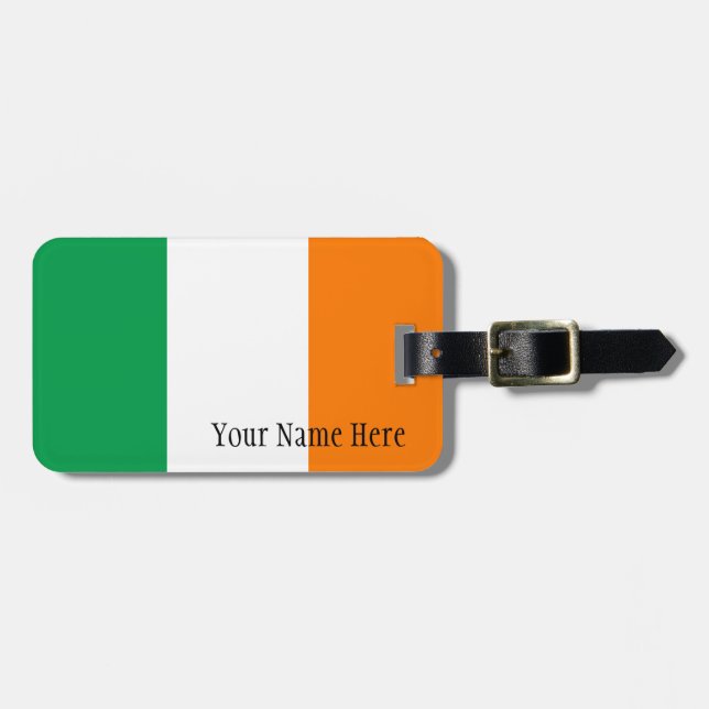 Étiquette À Bagage Drapeau irlandais nommé fait sur commande (Devant horizontal)