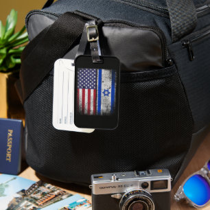 Étiquette À Bagage Drapeau Israélo-Américain Israël Usa Racines Améri