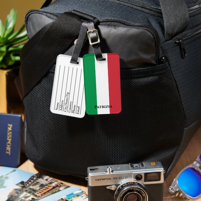 Étiquette À Bagage Drapeau italien Drapeau personnalisé Voyage Bagage (Recto & Verso)