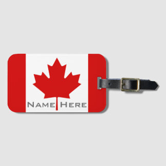 Étiquette À Bagage Drapeau magnifique du Canada avec monogramme