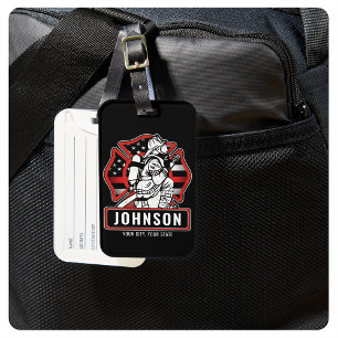 Étiquette À Bagage Drapeau patriotique personnalisé de pompier