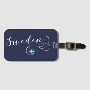 Étiquette À Bagage Drapeau suédois de coeur, Suède