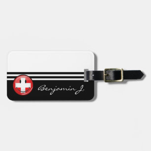 Étiquette À Bagage Drapeau suisse de sourire