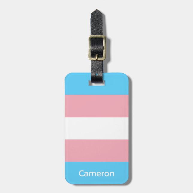 Étiquette À Bagage Drapeau transgenre personnalisé (Devant Vertical)